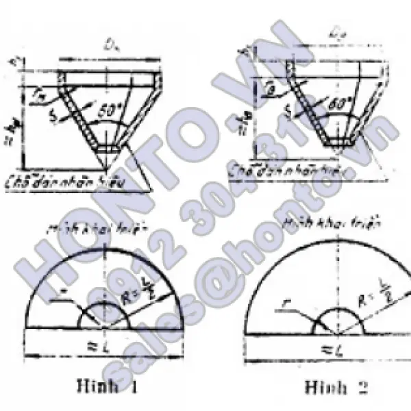 Đáy côn góc mép có góc đỉnh 600 - kích thước cơ bản - Phần 1